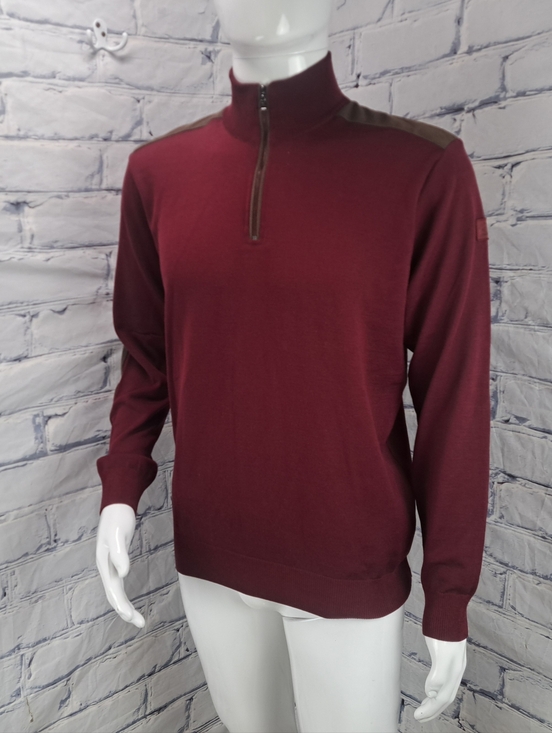 Paul & Shark Other - Paul & Shark Yachting Half Zip Sweater Merino Wool Suede Leather Italy Large